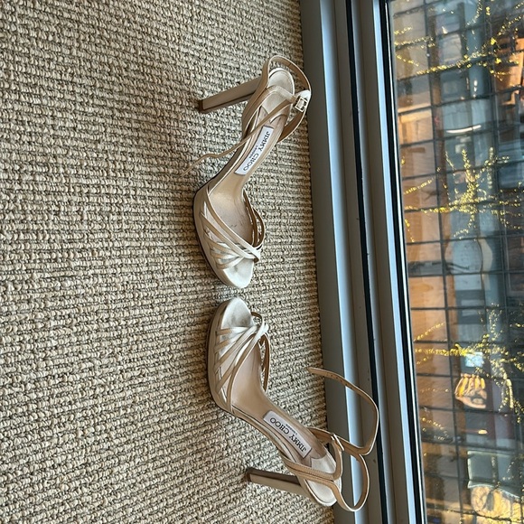 Jimmy Choo White Satin Heels Lilah 100 Satin Sandals - Wedding Bride Shoes - Picture 13 of 16